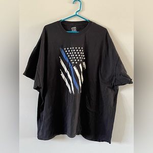 Black t shirt with American flag with blue stripe